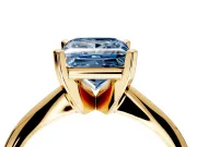 Solitaire Engagement Ring Setting for Fancy Blue Princess Cut Center with Knife Ridge Band and Claw Prong Head in Yellow Gold