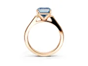 Solitaire Engagement Ring Setting for Fancy Blue Asscher Cut Center with Channel Accents and Prong Head in Rose Gold