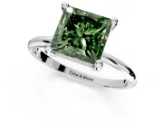 Minimalist Solitaire Engagement Ring Setting for Fancy Green Princess Cut Center with Thin Band and Prong Head in Sterling Silver