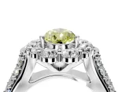 Large Accent Halo Engagement Ring Setting for Fancy Yellow Pear-Shaped Center with Pave Split Shank and Prong Head in Sterling Silver