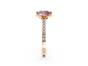Floral Engagement Ring Setting for Fancy Pink Round Cut Center with Pave Band and Floral Prong Head in Rose Gold