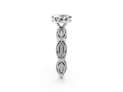 Solitaire Engagement Ring Setting for Oval Center with Marquise Panel Band and Prong Head in Platinum
