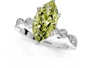 Solitaire Engagement Ring Setting for Fancy Yellow Marquise Center with Milgrain Bezel Accents and Prong Head in Platinum