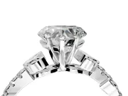 Leaf Motif Engagement Ring Setting for Heart-Shaped Center with Pave Band and Prong Head in White Gold