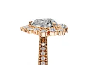 Milgrain Halo Engagement Ring Setting for Heart-Shaped Center with Bezel Point Accents and Prong Head in Rose Gold