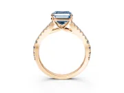 Solitaire Engagement Ring Setting for Fancy Blue Asscher Cut Center with Pave Split Shank and Prong Head in Rose Gold