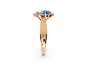 Halo Engagement Ring Setting for Fancy Blue Oval Center with Square Band and Prong Head in Rose Gold