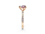 Solitaire Engagement Ring Setting for Fancy Pink Heart-Shaped Center with Pave Accents and Prong Head in Rose Gold