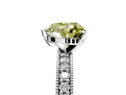 Milgrain Pave Engagement Ring Setting for Fancy Yellow Heart-Shaped Center with Accent Band and Prong Head in Sterling Silver