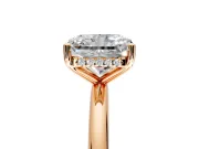 Hidden Halo Engagement Ring Setting for Radiant Cut Center with Thin Round-Wire Band and Prong Head in Rose Gold
