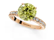 Solitaire Engagement Ring Setting for Fancy Yellow Round Cut Center with Fine Pave Band and Claw Prong Head in Rose Gold