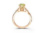Solitaire Engagement Ring Setting for Fancy Yellow Cushion Cut Center with Pave Rail Split Shank and Prong Head in Rose Gold