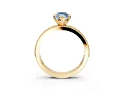 Milgrain Pave Engagement Ring Setting for Fancy Blue Marquise Center with Accent Band and Prong Head in Yellow Gold