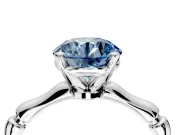 Solitaire Engagement Ring Setting for Fancy Blue Round Cut Center with Bamboo Band and Prong Head in Platinum