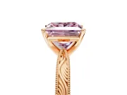 Solitaire Engagement Ring Setting for Fancy Pink Princess Cut Center with Engraved Milgrain Band and Prong Head in Rose Gold