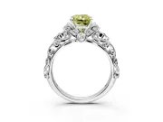 Solitaire Engagement Ring Setting for Fancy Yellow Radiant Cut Center with Filigree Band and Prong Head in Sterling Silver