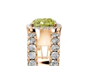 Halo Engagement Ring Setting for Fancy Yellow Cushion Cut Center with Wide-Open Pave Split Shank and Prong Head in Rose Gold