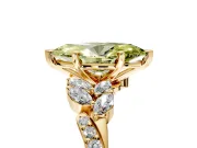 Solitaire Engagement Ring Setting for Fancy Yellow Marquise Center with Marquise Accent Twist Band and Prong Head in Yellow Gold