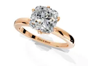 Solitaire Engagement Ring Setting for Cushion Cut Center with Plain Band and Tulip Prong Head in Rose Gold