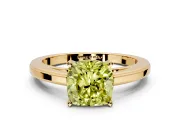 Solitaire Engagement Ring Setting for Fancy Yellow Cushion Cut Center with Flat-Sided Plain Band and Prong Head in Yellow Gold