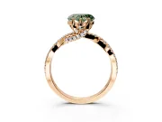 Solitaire Engagement Ring Setting for Fancy Green Heart-Shaped Center with Narrow Twist Pave Band and Prong Head in Rose Gold