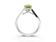 Solitaire Engagement Ring Setting for Fancy Yellow Radiant Cut Center with Round Cut Channel Band and Prong Head in White Gold