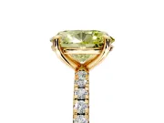 Solitaire Engagement Ring Setting for Fancy Yellow Oval Center with Fine Pave Narrow Band and Prong Head in Yellow Gold
