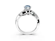 Halo Engagement Ring Setting for Fancy Blue Marquise Center with Marquise and Pave Bypass Band and Prong Head in Platinum