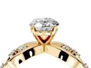 Solitaire Engagement Ring Setting for Oval Center with Criss-Cross Accent Band and Prong Head in Yellow Gold