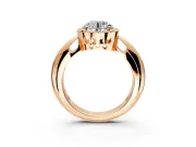 Halo Engagement Ring Setting for Round Cut Center with Tapered Plain Band and Prong Head in Rose Gold