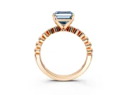 Solitaire Engagement Ring Setting for Fancy Blue Asscher Cut Center with Bezel-Dot Beaded Band and Prong Head in Rose Gold
