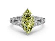 Solitaire Engagement Ring Setting for Fancy Yellow Marquise Center with Pave Split Shank and Prong Head in Sterling Silver