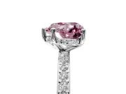Solitaire Engagement Ring Setting for Fancy Pink Heart-Shaped Center with Fine Pave Band and Prong Head in Platinum