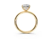 Hidden Halo Engagement Ring Setting for Princess Cut Center with Thin Rounded Band and Prong Head in Yellow Gold