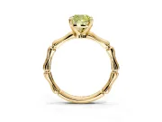 Solitaire Engagement Ring Setting for Fancy Yellow Cushion Cut Center with Bamboo Band and Prong Head in Yellow Gold