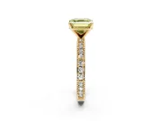 Solitaire Engagement Ring Setting for Fancy Yellow Asscher Cut Center with Milgrain-Edged Pave Band and Prong Head in Yellow Gold