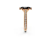Solitaire Engagement Ring Setting for Fancy Black Marquise Center with Engraved Pave Band and Prong Head in Rose Gold