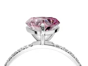 Solitaire Engagement Ring Setting for Fancy Pink Heart-Shaped Center with Pave Accents and Prong Head in Platinum