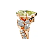 Solitaire Engagement Ring Setting for Fancy Yellow Pear-Shaped Center with Marquise Accent Twist Band and Prong Head in Rose Gold