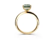 Solitaire Engagement Ring Setting for Fancy Green Princess Cut Center with Fine Pave Band and Prong Head in Yellow Gold
