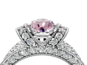 Pave Engagement Ring Setting for Fancy Pink Pear-Shaped Center with Curved Accent Rows, Openwork and Prong Head in Platinum
