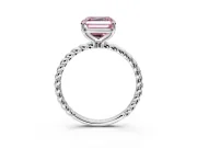 Solitaire Engagement Ring Setting for Fancy Pink Asscher Cut Center with Plain Twisted Rope Band and Prong Head in Sterling Silver