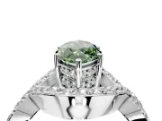 Halo Engagement Ring Setting for Fancy Green Marquise Center with Pave Infinity Twist Band and Prong Head in Sterling Silver