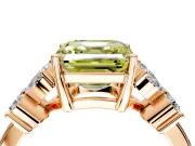 Floral Engagement Ring Setting for Fancy Yellow Princess Cut Center with Marquise Cluster Shoulders and Prong Head in Rose Gold