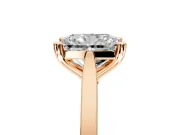 Solitaire Engagement Ring Setting for Radiant Cut Center with Tapered Shoulders and Prong Head in Rose Gold