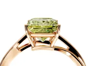 Solitaire Engagement Ring Setting for Fancy Yellow Princess Cut Center with Plain Bypass Twist Band and Prong Head in Rose Gold