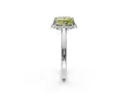 Floral Frame Engagement Ring Setting for Fancy Yellow Princess Cut Center with Accent Clusters and Prong Head in Platinum
