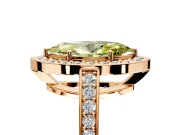 Bezel-Framed Halo Engagement Ring Setting for Fancy Yellow Marquise Center with Pave Band and Prong Head in Rose Gold
