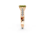 Solitaire Engagement Ring Setting for Fancy Yellow Emerald Cut Center with Round Cut Channel Band and Prong Head in Rose Gold