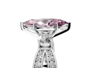 3 Stone Engagement Ring Setting for Fancy Pink Marquise Center with Pave Twist Band and Prong Head in Sterling Silver